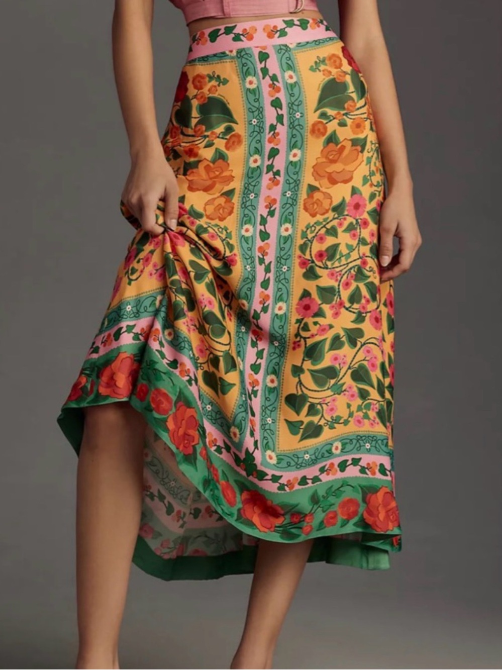 🌸 Gorgeous FARM Rio floral maxi skirt in a vibrant multicolor print!